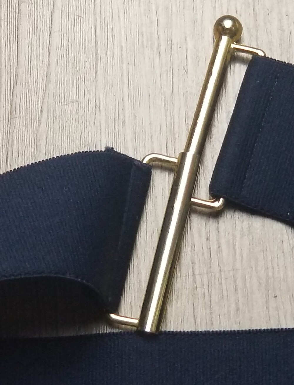 Women's Navy Stretchy Elastic Waist Belt with Gold Slide Buckle - Picture 2 of 7